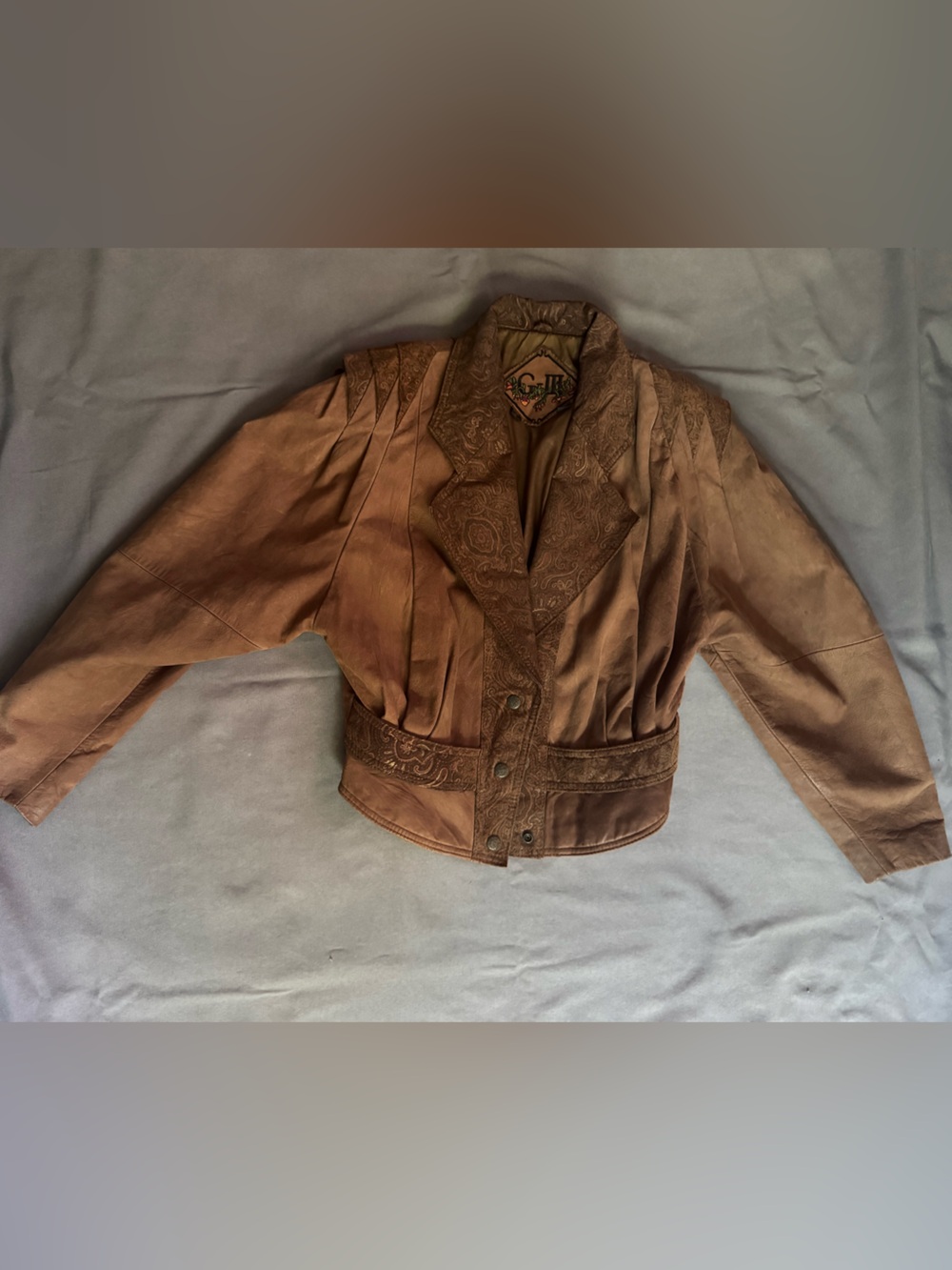 Brown Patterned Suede Leather Jacket